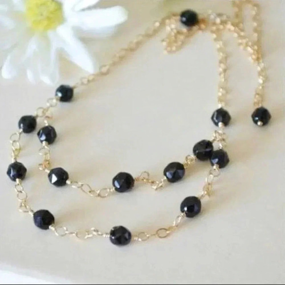 Black Spinel Necklace,Hart Of Dixie, Kaitlyn Black,Two Row Necklace - Picture 3 of 5